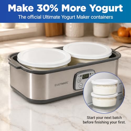 Yogurt Containers 2 Pack, 1 Quart Glass Food Storage Containers with Airtight Lids (4 Cup), 100% BPA Free, Oven, Microwave, Freezer & Dishwasher Safe Round Bowls for Yogurt Making & Meal Prep - view 2