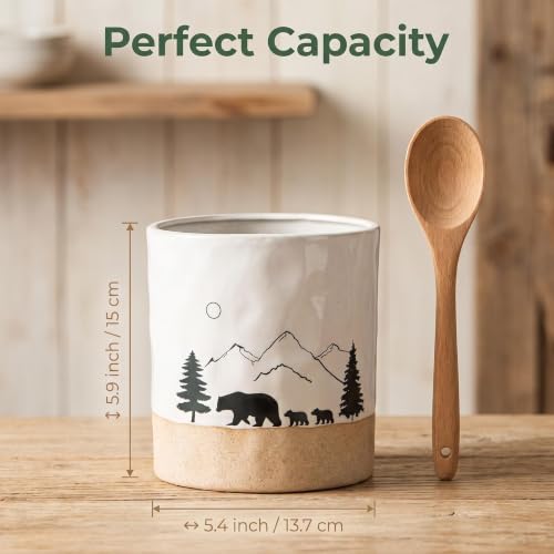 Ceramic Utensil Holder Nature Bear Design for Countertop utensil Crock - view 3