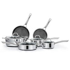 10 Pcs Non-Stick Cookware Set, Stainless Steel Pots and Pans Set with Lids, Non-Toxic Kitchen Set Chef's Pan, PFOA & PTFE Free, Compatible for All Cooktops