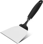 Professional Wide Turner 9.5 Inch Stainless Steel Spatula for Cast Iron, Griddle and Grill Cooking, Barbecue Hamburger Metal Kitchen Utensil, Dishwasher Safe