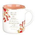 Floral Ceramic Coffee Mug with Gold Rim, 14 oz.