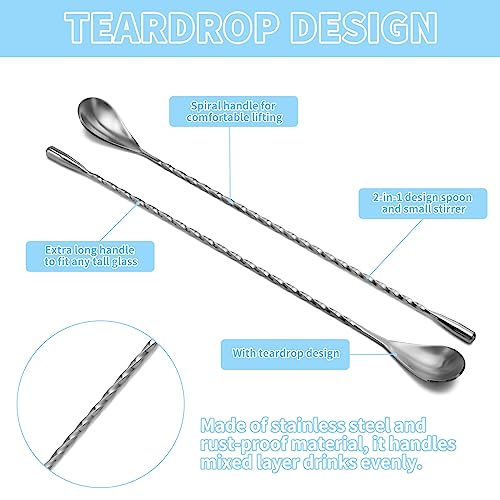 2 Pcs 12 Inch Bar Mixing Spoon Cocktail Spoon Stainless Steel Bar Long Spoon With Spiral Pattern - view 4