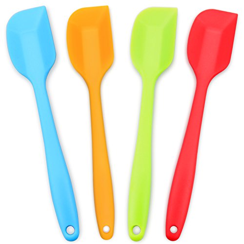 Silicone Spatula 4-piece Set,Heat-Resistant Spatulas,Non-stick Rubber Spatulas with Stainless Steel Core
