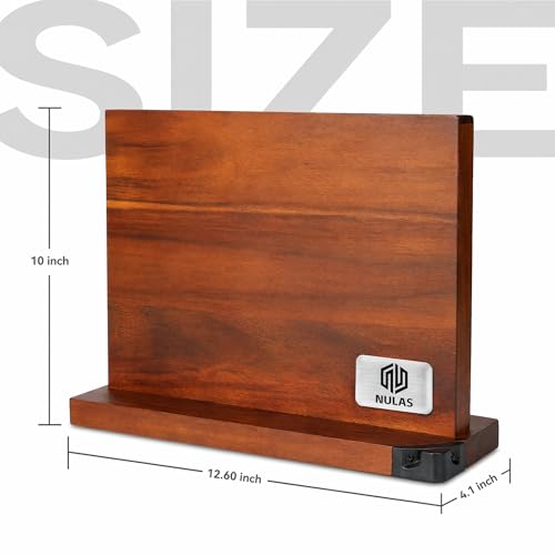 Magnetic Knife Block with Built-in Sharpener, Double-Sided Countertop Magnetic Knife Holder, Holds Up to 12 Knives & Metal Kitchen Tools, Brown - view 2
