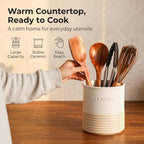 Ceramic Utensil Holder,Farmhouse Kitchen Utensil Holder for Countertop,Large Kitchen Utensil Organizer,Cooking Utensil Crock. - view 2