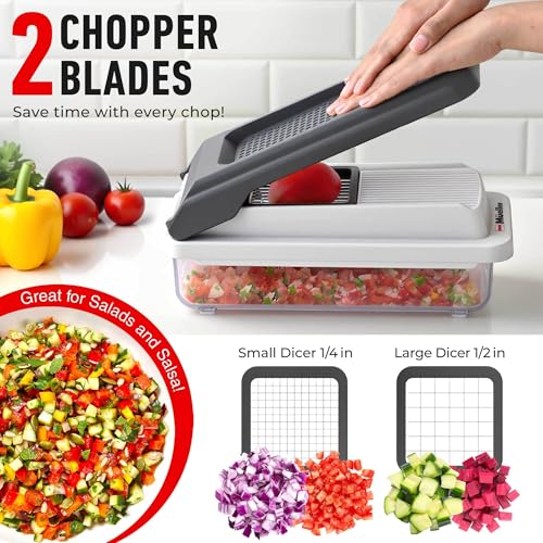 Vegetable Chopper Mandoline Slicer, Food, Cook's Tool, Veggie Chopper Onion Vegetable Cutter with Container, Dicer, Kitchen Gadgets & Essentials, White Sand/Grey - view 3