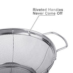 3 Pack 18/8 Stainless Steel Colander Sieves(5-Quart, 4-Quart and 3-Quart), Mesh Strainer Net Baskets with Handles & Resting Base for Strain, Drain, Rinse or Steam - view 3