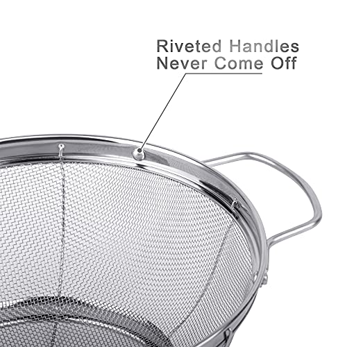 5 Pack 18/8 Stainless Steel Colander Sieves, Multi Size Mesh Strainer Net Baskets with Handles & Resting Base for Strain, Drain, Rinse or Steam - view 3