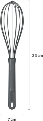 Zyliss Silicone Large Balloon Whisk, Sustainable Wheatstraw/Nylon, Balloon Whisk for Cooking and Serving with Heat Resistant Silicone Head, Beluga Grey, 12" x 2.6", Dishwasher Safe, 5 Year Guarantee