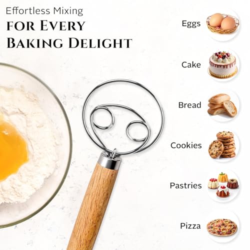 Versatile 13-Inch Danish Dough Whisk for Sourdough: Essential Sourdough Bread Baking Supplies, Bread Making Tools, and Baking Tools - Whisks for Cooking & Mixing Dough Effortlessly - view 5
