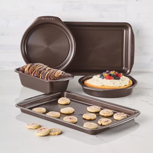 Nonstick Bakeware Set with Nonstick Cookie Sheet, Bread Pan, Bakings Pan and Cake Pans - 5 Piece, Chocolate Brown - view 3