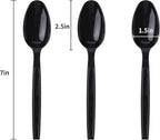 Plastic Spoons Disposable Individually Packaged Spoons Black 7-Inch Commercial Take Away,Super Hard Mass Heavy Individually Wrapped 100 PCS
