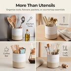 Ceramic Utensil Holder,Farmhouse Kitchen Utensil Holder for Countertop,Large Kitchen Utensil Organizer,Cooking Utensil Crock. - view 6