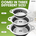 Collapsible Colanders (3 Pack Set) Food Strainers with Over-Sink Water Draining Base for Pasta Fruits and Vegetables (Patent Pending) White (3 Sizes, 3QT, 4QT and 5 Quart) - view 3