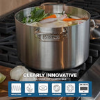 3-Ply Pots and Pans Set, 13 Piece Stainless Steel Cookware, Glass Lids, Strainer, Silver - view 5