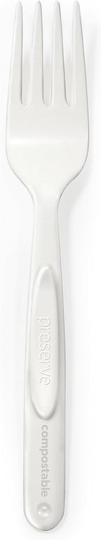 Preserve Compostable Fork, Made in USA, Medium Weight Cutlery, White, 840 Count