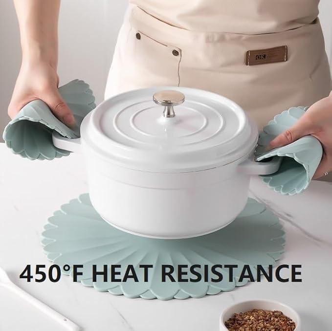 Heat-Resistant Silicone Trivet Mats, Non-Slip Hot Plate Holder for Kitchen Countertops & Dining Table, Reusable Pot Holder Pad with Secure Grip, Dishwasher Safe (Purple, Diameter: 18cm/7.09")