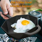 Cast Iron Skillet with Lid,Pre-seasone Mini Cast Iron Smoker Skillets & Egg Pan with Assist Handle, 6.5 Inch Octagonal Design Frying Pan for Searing, Baking, Grilling, Roasting (Skillet-1) - view 6