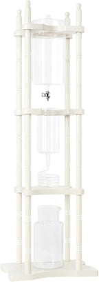 Nispira Cold Brew Drip Tower Iced Coffee Maker Glass Wooden Stand 25 Cups white