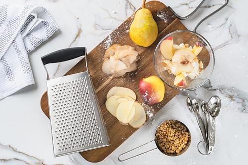 Stainless Steel Cheese Grater with Handle, 4 Sided Box Grater for Kitchen, Ginger Grater Dishwasher Safe, Fruit and Vegetables Slicer, Cheese Shredder for Potato, Chocolate, Parmesan, Ginger - view 4