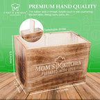 Wooden Utensil Holder For Countertop - Durable Cooking Utensils Holder - large Rustic Countertop Kitchen Décor - Spatula Utensils And Spoons Organizer With Divider - view 3