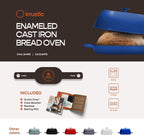 Enameled Cast Iron Dutch Oven for Professional Sourdough Bread Baking | 5.5 Quart Loaf Size Oval Cookware Pot with Lid | Triple-Layer Enamel Coating Pan with Non Stick Silicone Mat | Blue