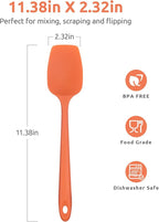 U-Taste Silicone Cooking Spoon Spatula: 480ºF Heat Resistant Food Grade 11.38" Flexible Rubber Kitchen Spoonula, Seamless Pastry Bowl Scraper for Mixing Stirring Scraping in Nonstick Cookware (Orange)