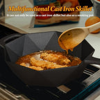 Cast Iron Skillet with Lid,Pre-seasone Mini Cast Iron Smoker Skillets & Egg Pan with Assist Handle, 6.5 Inch Octagonal Design Frying Pan for Searing, Baking, Grilling, Roasting (Skillet-1) - view 4
