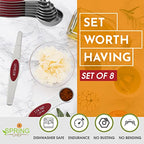 Stainless Steel Magnetic Measuring Spoons Set of 8, Red - view 3