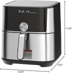 Instant Pot 4QT Vortex Plus 6-in-1 Mini Air Fryer, Custom Program Options, Crisps, Broils, Roasts, Dehydrates, Bakes, Reheats, 100+ In-App Recipes, Stainless Steel,4 Quarts