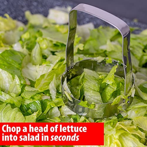 Hand Food Chopper Set - 1 Serrated & 1 Honed Stainless Steel Handheld Veggie Cutter with Handle for Salad, Fruit, Vegetables, Nuts, Biscuit, Cookie & Pastry - Easy to Use & Clean - Pack of 2 - view 6