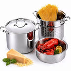 12 Quart Pasta Pot Set 4-Piece 18/10 (304) Stainless Steel