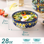 SIMI 28 oz Cereal Bowls Set of 6, Bohemian Ceramic Soup Bowls - view 2