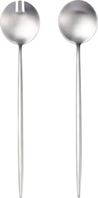 Lemeya Salad Serving Utensils,Serving Spoons Stainless Steel,2Pcs Long Handle Salad Servers 11.42 Inch,Salad Utensils for Serving,Matte Finish,Dishwasher Safe
