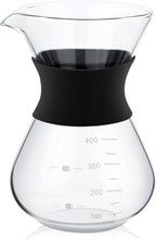 Zopsc 400ml Manual Hand Drip Glass Coffee Maker Pot with Stainless Steel Filter, Marks, Fine Mesh, Suitable for Kitchen, Dining Table, Easy to