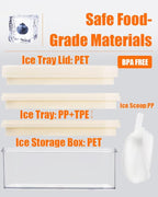 Brigii Ice Cube Tray with Lid&Bin, Ice Cube Mold with 56 Cubes, Stackable Ice Trays for Freezer with Easy-Release Silicone Bottom, for Drinks, Coffee, cocktail