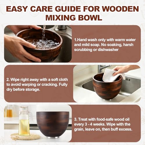Premium Wood Mixing Bowl for K45 KSM150, 4.5&5 Qt Tilt-Head Models - view 6