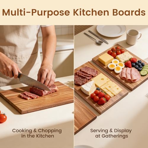 Acacia Wood Cutting Board Set of 3 with Stand, Multi-Size Book-Style Wooden Chopping Boards for Kitchen Food Prep, Meat, Fruit, Cheese, Charcuterie and Serving - view 6
