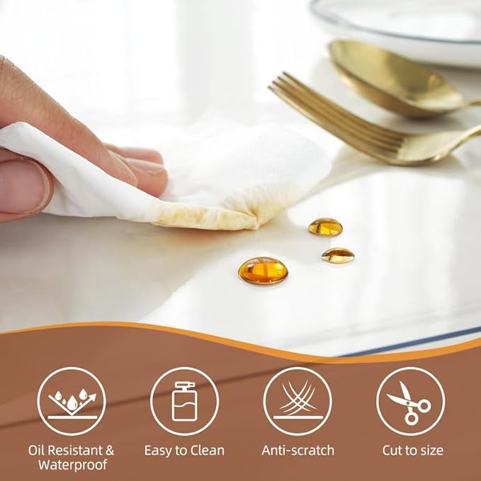 Warmstar Clear Table Cover Protector 20 x 72 Inch,1.5mm Thick Plastic Table Cover Rectangle,PVC Clear Table Protector,Desk Protector Mat for Kitchen, Dresser, Writing Desk，Dining Room Table