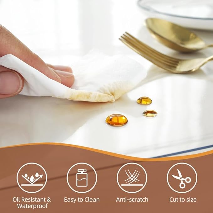 Warmstar Clear Table Cover Protector 16 x 36 Inch,1.5mm Thick Plastic Table Cover Rectangle,PVC Clear Table Protector,Desk Protector Mat for Kitchen, Dresser, Writing Desk，Dining Room Table