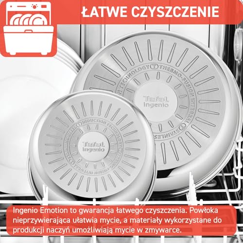 Tefal Ingenio L897SK04 20-Piece Cookware Set, Frying Pans with 2 Removable Handles, Induction, Non-Stick Coating, Stackable, Dishwasher Safe, Emotion L897SK04, Silver - view 7