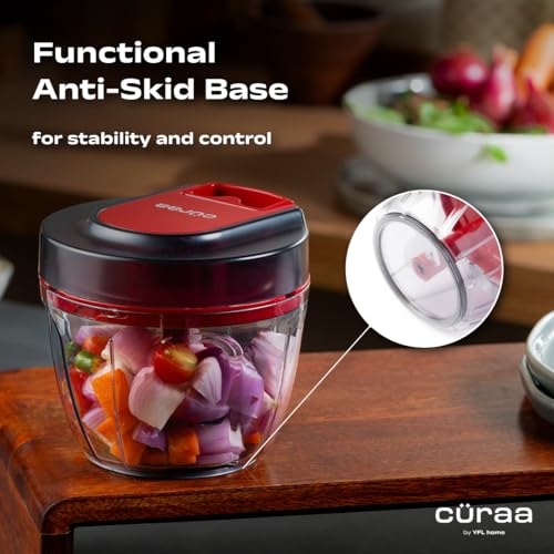 By YFL home ChopLab Lite Manual Chopper | 650ml Portable Vegetable Chopper | Mini Chopper for Kitchen with Stainless Steel Blades for Chopping Onion, Ginger, Garlic, Vegetables, Herbs - view 7