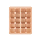 Baby Food Storage Silicone Cubes with Clip-On Lid Freezer Tray Baby Food Soups Purees Ice Easy and Safe Design Made in Korea (20 Sand Beige)