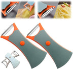 2 In 1 Fruit Peeler,Peeling and shredding Vegetables Potato Vegetable Peeler Carbon Steel Blade,Multi Function Stainless Steel Vegetable Peeler with Straight and Serrated Blades (2PCS-B)