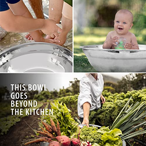 Oversized All-Purpose Stainless Steel Bowl for Home & Commercial, 16 Qt, 15 L, Made in Korea, Premium Stainless Steel, No Dulling & Rusting, For Prepping, Baking, Mixing, Marinating & Brining Kimchi - view 6