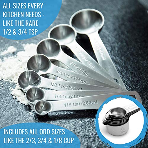 Measuring Cups and Spoons Set, 16-Piece Stainless Steel, Leveler & Chart - view 3