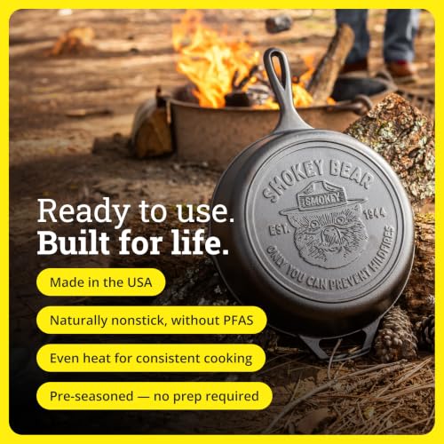 Pre-Seasoned Cast Iron Skillet, Smokey Bear, 10.25 Inches - view 3