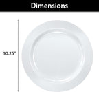 Lillian Tablesettings Premium Quality Heavyweight 10.25 inch Plastic Plates China Like, Wedding and Party Dinnerware Plastic Plates White Pearl - 30 Count