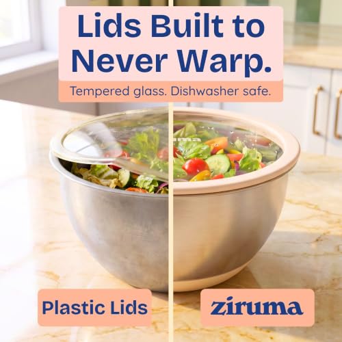 Non-Toxic Stainless Steel Mixing Bowls, Glass Lids, Plastic Free, 5-Pcs - view 4