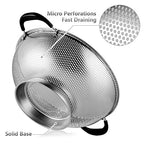 18/8 Stainless Steel Colander, Easy Grip Micro-Perforated 5-Quart Colander, Strainer with Riveted and Heat Resistant Handles, BPA Free. Great for Pasta, Noodles, Vegetables and Fruits - view 4